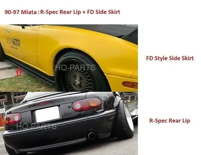 Combo For 90-97 Miata FD Style Side Skirt + RS Style Rear Bumper Lip Black PU • $158.88