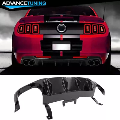 Fits 13-14 Ford Mustang GT500 Gloss Black Rear Bumper Lip Diffuser PP W/ V2 Fin • $159.99