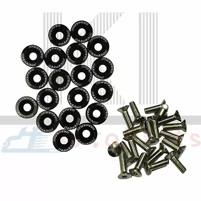 Universal 20 PCS Black Aluminium Fender Washers/Bolt ENGINE BAY Dress-Up Kit • $8.88