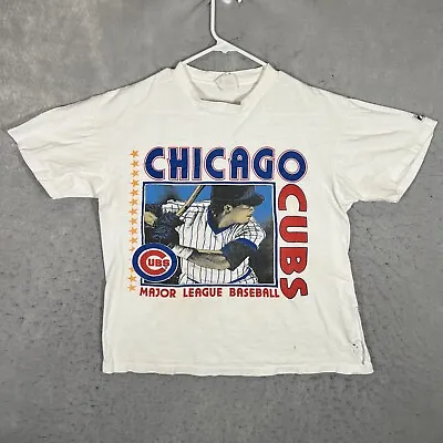 A1 Vintage 80s Logo 7 Chicago Cubs T Shirt Adult Large White USA Made Mens • $27.99