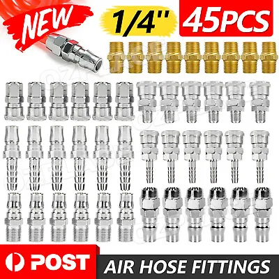 45x Air Hose Fittings Type Male Female Barb Coupler Compressor Kit Tools • $20.95
