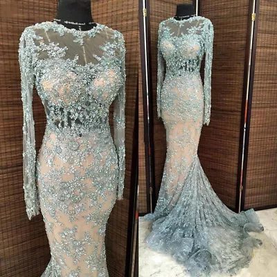 $249 • Buy Luxury Beaded Mermaid Prom Evening Dresses Celebrity Applique Pageant Party Gown