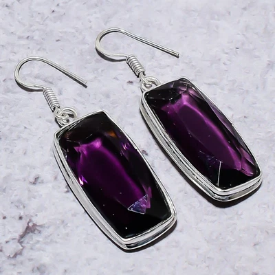 $17.25 • Buy Amethyst Gemstone Handmade 925 Sterling Silver Jewelry Earring 2.01 