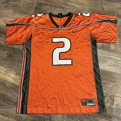 VTG Nike Miami Hurricanes Football Jersey #2 Large Orange Y2K • $25