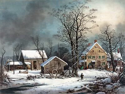 4105.Landscape Of Farm House In Middle Of Winter.POSTER.Home School Art Decor • $51