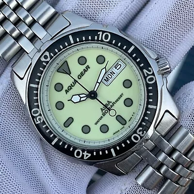 Vintage Seiko Alba Aqua Gear Diver Luminous Dial Japan Quartz Watch V743-6010 • $185