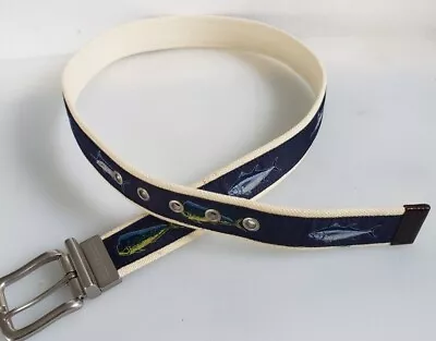 Field & Stream Men's Fabric Reversable Fishing Fish Ribbon Belt 32   • $15