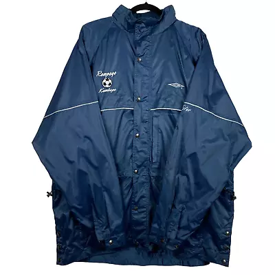 Vintage Umbro 2000's Dark Blue Nylon Soccer Raincoat Jacket Size L • $49