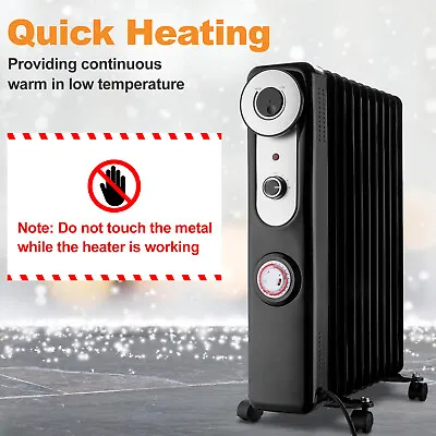 £65.97 • Buy Oil Filled Radiator Portable Electric Heater Thermostat Timer 9/11 Fin 3 Setting