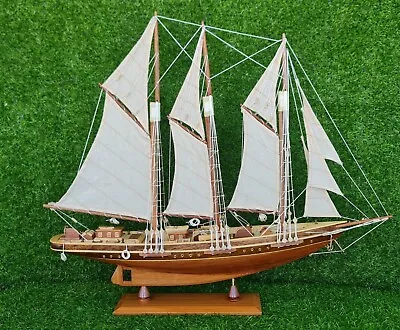 £169 • Buy Atlantic 28  Wooden Boat Model Sailing Yacht Nautical Home Decoration Handmade
