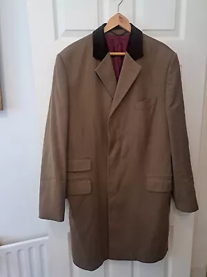 Charles Tyrwhitt Chesterfield Covert Coat Uk 44 Xxl Fawn Brown Velvet Collar  • £79.95