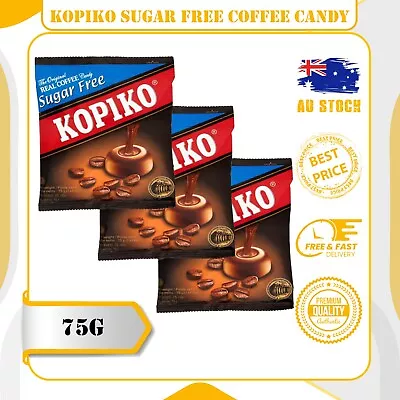 3x Kopiko Sugar Free Coffee Candy 75 G | FAST AND FREE SHIPPING NEW AU • $10.75