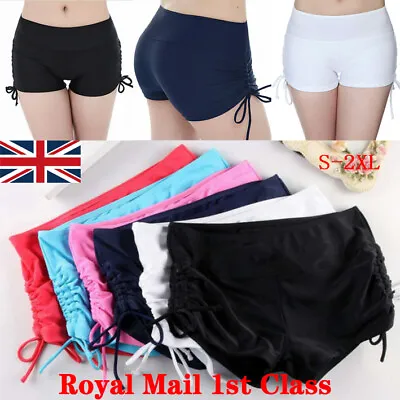 Womens Ladies Beach Pool Swim Shorts Boy Style Swimming Bikini Bottoms Swimwear • £3.99