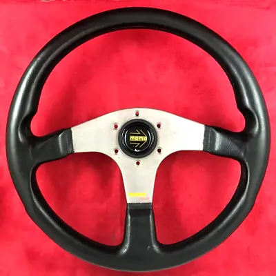 Genuine Momo Black Tuner D35 Leather 3 Spoke 350mm Steering Wheel. 7A • $202.85
