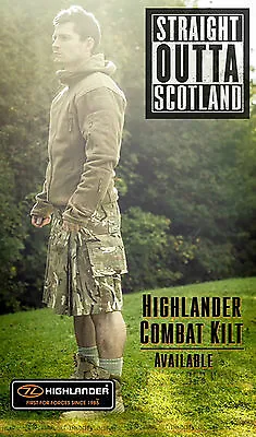 New Highlander Black / MTP / Multicam Match Combat Kilt - Tactical Combat Kilt • $116.84