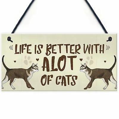 Alot Of Cats Sign Home Funny Crazy Cat Lady Sign Cat Lover Gift Hanging Sign • £3.99