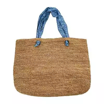 Vineyard Vines Tan & Blue Woven Tote | Extra Large Size • $30