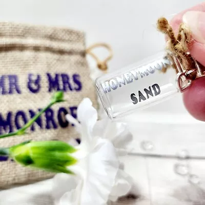 PERSONALISED Honeymoon Sand Bottle Wedding Couple Gift Honeymoon Keepsake Jar • £4.90