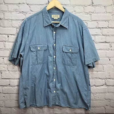 J Crew Shirt Men Extra Large XL Chambray Denim Short Sleeve Button Up Casual • $31.95