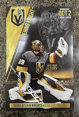 Vegas Golden Knights Game 1/41 Marc Andre Fleury 3rd Season Poster 10/2/19 • $20