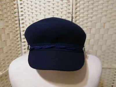 Marks And Spencer Size M Navy Blue Wool Breton Hat In Very Good Condition • £5