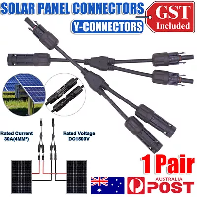 1 Pair Solar Y Connector Cable Plug Inline Solar PV Panel IP67 30A 2 Connection • $7.85