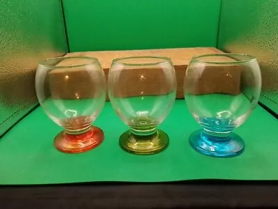 Set Of 3 Vintage Footed Tumblers Different Colours 10.5 Cm • £10.95