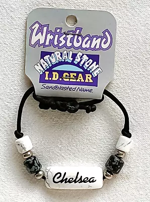 ID Wristband / Bracelet - Natural Stone - Sandblasted Name - Chelsea - Brand New • £2.99