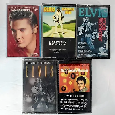 Elvis Presley (5) Cassette Lot : Separate Ways Jailhouse Rock  #1 Hits  Etc. • $17.95