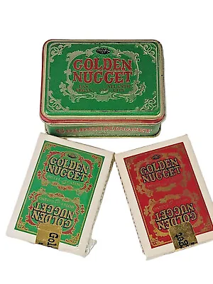 Vintage Golden Nugget Las Vegas Casino Red & Green Playing Cards In Metal Tin  • $149.95