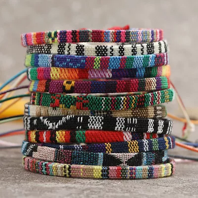 Bohemian Friendship Bracelet Braided Wax Rope Cuff Adjustable For Men Women Gift • £3.99