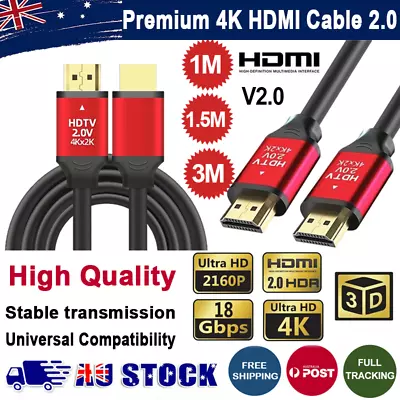 1-3M Gold Plated HDMI Cable V2.0 Ultra HD 4K 2160P 1080P 3D HighSpeed HEC ARC AU • $13.99