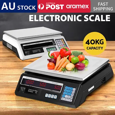 40KG Digital Kitchen Scale Electronic Scales Shop Market Commercial White LCD • $37.59