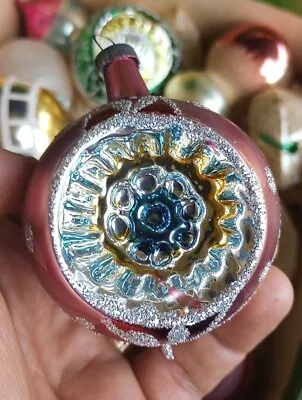 Vintage Hand Blown Glass Christmas Tree Ornament - Reflector Ball Style Ornament • $8.99