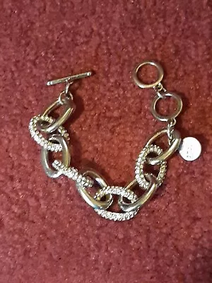 J CREW Classic Chain Link Pave Crystal Set White Tone Bracelet • $14.99