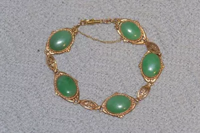 Jadeite Jade Bracelet Vintage 14K • $865