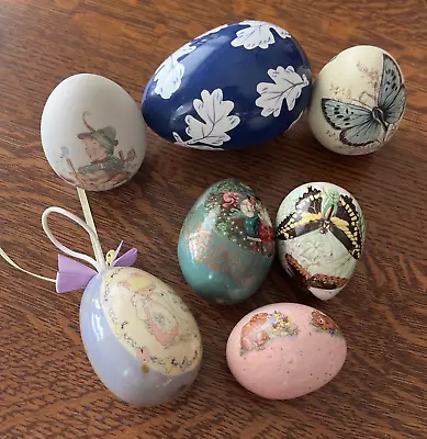 Lot Of 7 Variety Vintage Ceramic Eggs Butterflies Ornament Easter Decor • $21.95