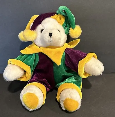 Mardi Gras Jester Teddy Bear Plush New Orleans Vintage Stuffed Animal 7” • $14.95