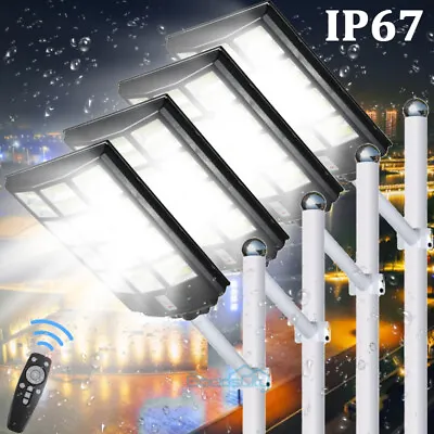 $68.43 • Buy 1600W Watts Solar Street Light Commercial Outdoor Security Road Lamp+Pole+Remote