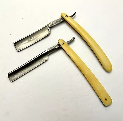 Lot Of 2 JR TORREY STRAIGHT RAZOR Ivory Handles Etched Blade • $99.99