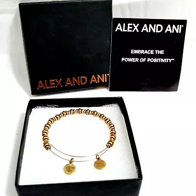 $33.91 • Buy Alex And Ani Charm Bangle Bracelet Gold Power Embrace The Power Of Positivity