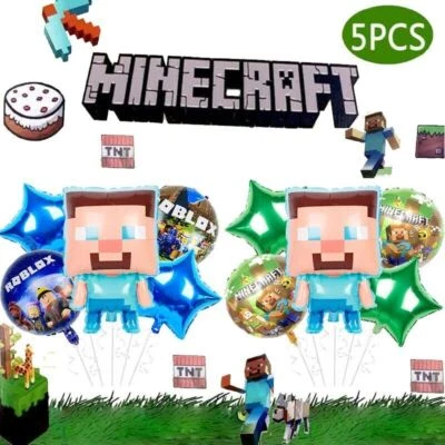 $8.99 • Buy MINECRAFT Gaming FOIL BALLOONS For Birthday Party Large 5 Piece Set Decoration