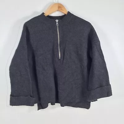$34.95 • Buy John Lewis Womens Knit Jumper Size S Wool Blend Charcoal Grey 1/2 Zip 043404