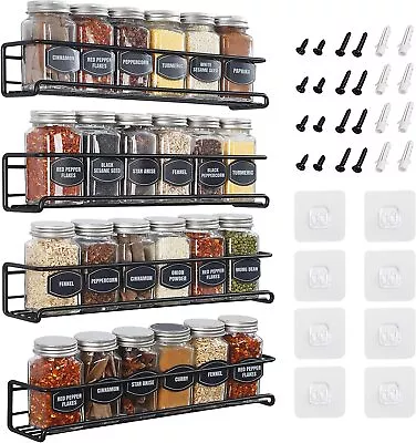 4 Packs Kitchen Spice Rack Organizer Storage Shelf Cabinet Jar Holder Wall Mount • $15.98