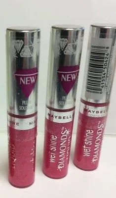 3 X Maybelline Wet Shine Diamonds Liquid Lipcolor Lip Gloss Plum Solitaire New. • $27.16