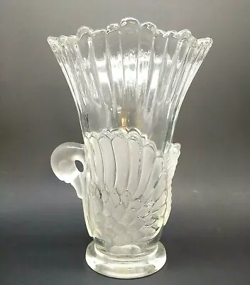 Mikasa Crystal Swan Vase Clear And Frosted 7  Tall Walther Germany • $39.99