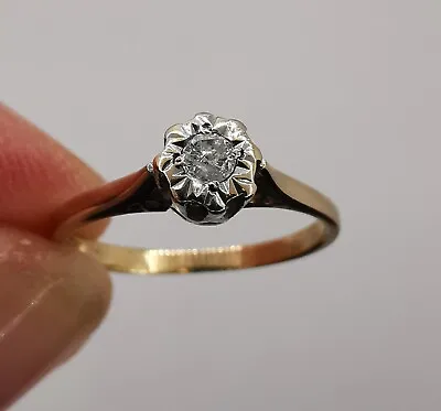 18ct Not 9ct Gold Diamond Solitaire Ring Size K 1/2 • £129