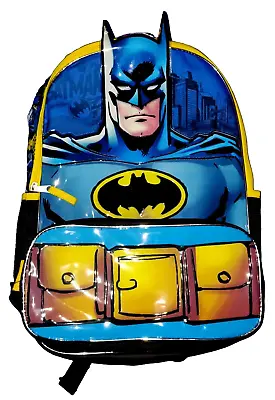 Warner Bros DC Marvel Batman 17 In 3D Bookbag Tech Sleeve NWOT Backpack School • $17.99