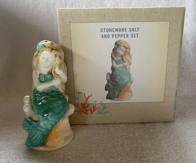 New Cracker Barrel Mermaid Sitting On Coral Salt And Pepper Shaker Set Beach Sea • $19.99