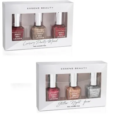 £18.99 • Buy Essens Beauty Nail Wear Lacquer Trio Gift Set - Glitter Sparkle Nail Varnish